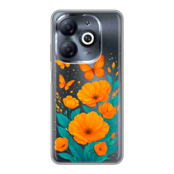 Силиконовый чехол на Infinix Smart 8 HD с принтом цветы бабочки