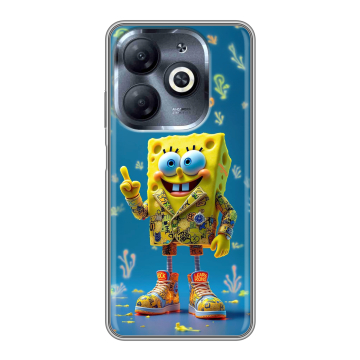 Силиконовый чехол на Infinix Smart 8 HD с принтом Спанч боб Спанчбоб