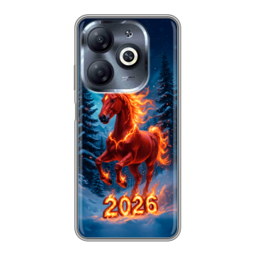 Силиконовый чехол на Infinix Smart 8 HD с принтом Новый год коня
