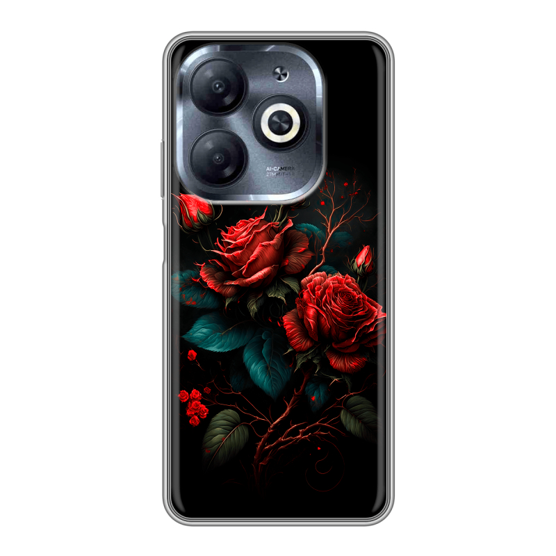 Силиконовый чехол на Infinix Smart 8 HD с принтом Розы красные Силиконовый чехол на Infinix Smart 8 HD с принтом Розы красные