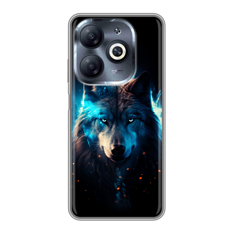 Силиконовый чехол на Infinix Smart 8 HD с принтом Волк ночной Силиконовый чехол на Infinix Smart 8 HD с принтом Волк ночной