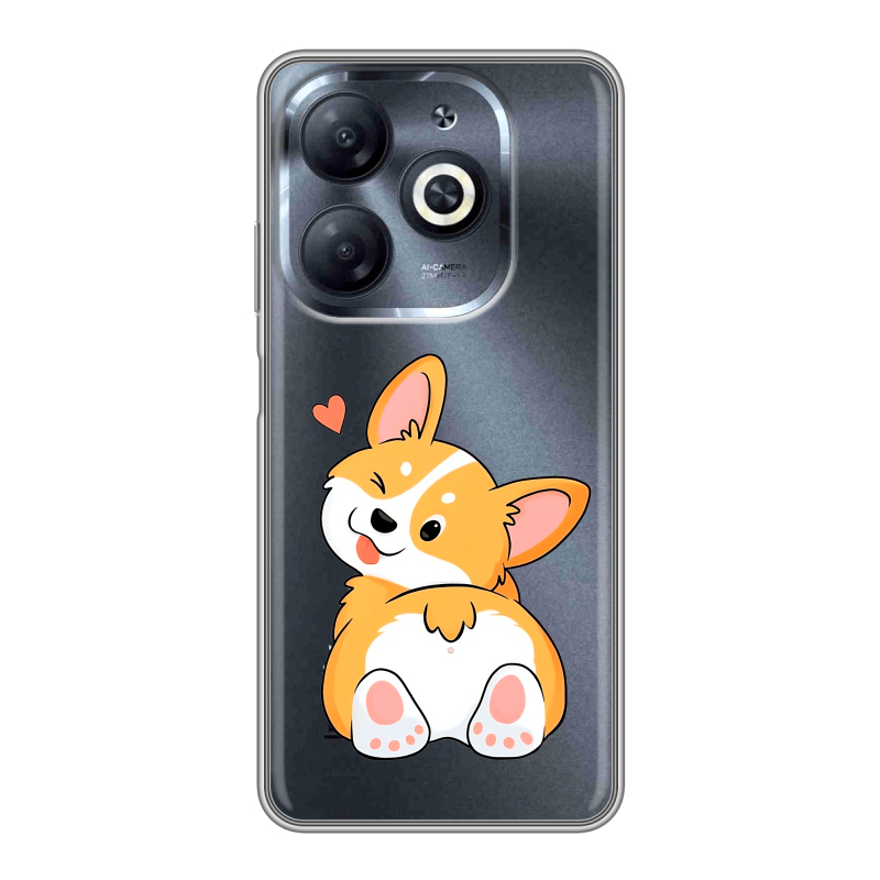 Силиконовый чехол на Infinix Smart 8 HD с принтом Корги Силиконовый чехол на Infinix Smart 8 HD с принтом Корги
