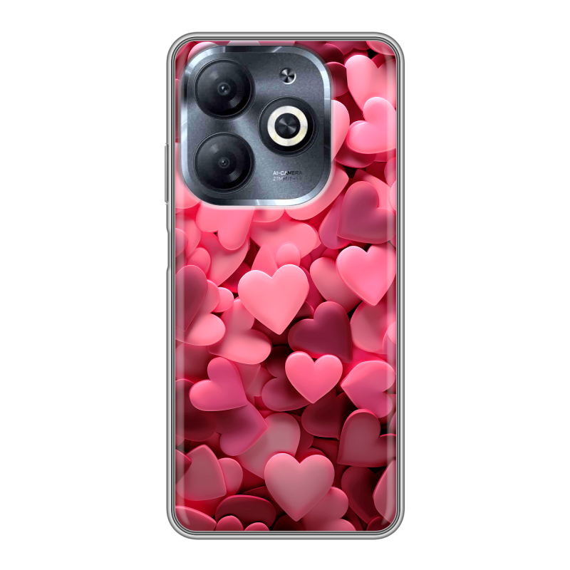 Силиконовый чехол на Infinix Smart 8 HD с принтом розовые сердечки Силиконовый чехол на Infinix Smart 8 HD с принтом розовые сердечки