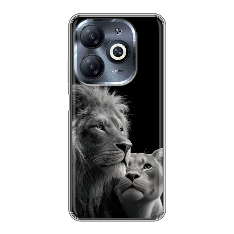 Силиконовый чехол на Infinix Smart 8 HD с принтом Лев кошки Силиконовый чехол на Infinix Smart 8 HD с принтом Лев кошки