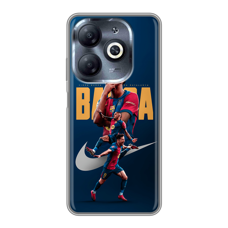 Силиконовый чехол на Infinix Smart 8 HD с принтом Барселона Barca Yamal Силиконовый чехол на Infinix Smart 8 HD с принтом Барселона Barca Yamal