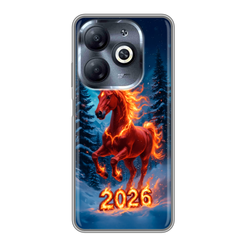 Силиконовый чехол на Infinix Smart 8 HD с принтом Новый год коня Силиконовый чехол на Infinix Smart 8 HD с принтом Новый год коня