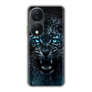 Силиконовый чехол на Honor X7b с принтом Темный леопард Силиконовый чехол на Honor X7b с принтом Темный леопард