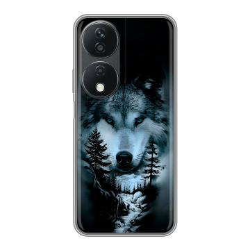 Силиконовый чехол на Honor X7b с принтом Лесной волк