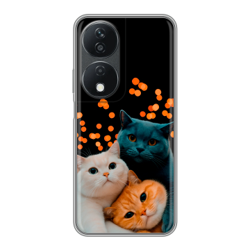 Силиконовый чехол на Honor X7b с принтом Кошки Силиконовый чехол на Honor X7b с принтом Кошки