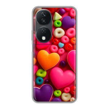 Силиконовый чехол на Honor X7b с принтом Сердечки Силиконовый чехол на Honor X7b с принтом Сердечки
