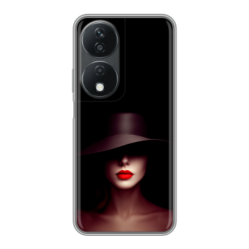 Силиконовый чехол на Honor X7b с принтом Девушка в шляпе Силиконовый чехол на Honor X7b с принтом Девушка в шляпе