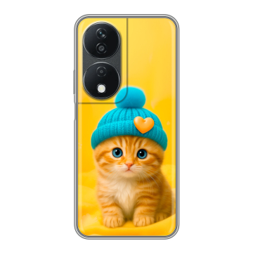 Силиконовый чехол на Honor X7b с принтом Котенок в шапке