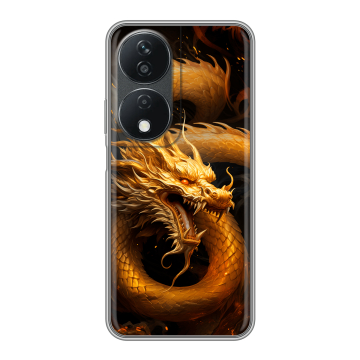 Силиконовый чехол на Honor X7b с принтом Золотой дракон