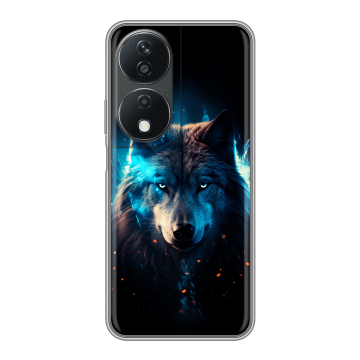 Силиконовый чехол на Honor X7b с принтом Волк ночной