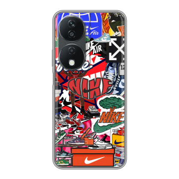 Силиконовый чехол на Honor X7b с принтом Найк Nike яркий Силиконовый чехол на Honor X7b с принтом Найк Nike яркий