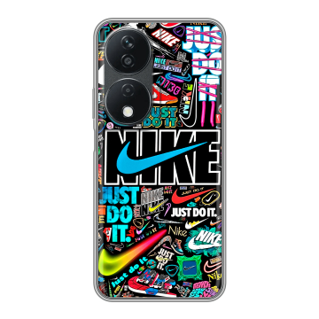 Силиконовый чехол на Honor X7b с принтом найк nike черный
