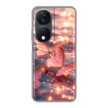 Силиконовый чехол на Honor X7b с принтом бабочки розовые
