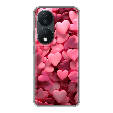 Силиконовый чехол на Honor X7b с принтом розовые сердечки Силиконовый чехол на Honor X7b с принтом розовые сердечки