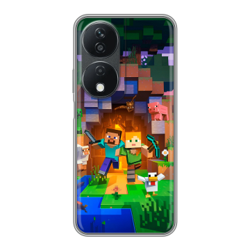 Силиконовый чехол на Honor X7b с принтом Майнкрафт Minecraft
