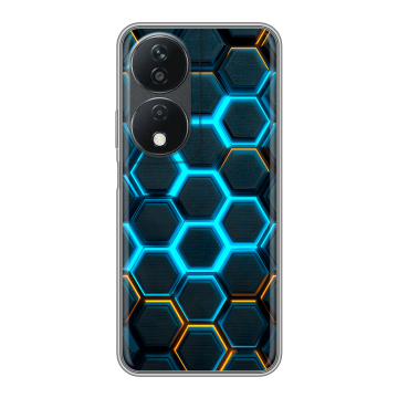 Силиконовый чехол на Honor X7b с принтом Неоновые соты