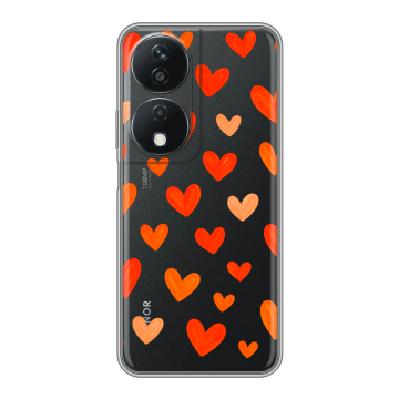 Силиконовый чехол на Honor X7b с принтом Сердечки