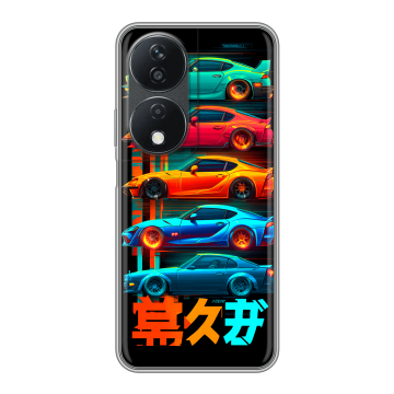 Силиконовый чехол на Honor X7b с принтом машины тачки