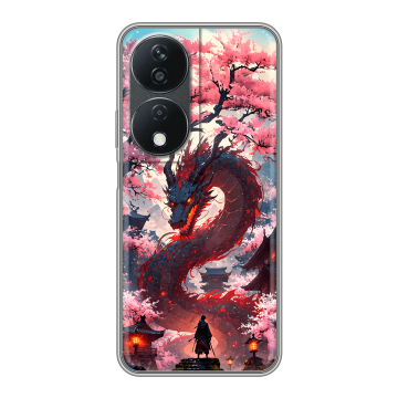 Силиконовый чехол на Honor X7b с принтом Дракон Японский Силиконовый чехол на Honor X7b с принтом Дракон Японский