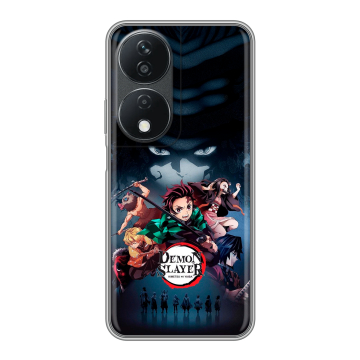Силиконовый чехол на Honor X7b с принтом Demon Slayer Клинок рассекающий демонов
