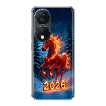 Силиконовый чехол на Honor X7b с принтом Новый год коня