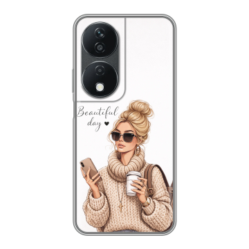 Силиконовый чехол на Honor X7b с принтом женский Силиконовый чехол на Honor X7b с принтом женский