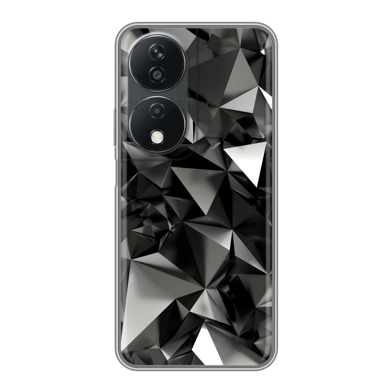 Силиконовый чехол на Honor X7b с принтом Черные кристаллы Силиконовый чехол на Honor X7b с принтом Черные кристаллы