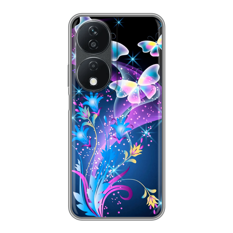 Силиконовый чехол на Honor X7b с принтом Бабочки Силиконовый чехол на Honor X7b с принтом Бабочки