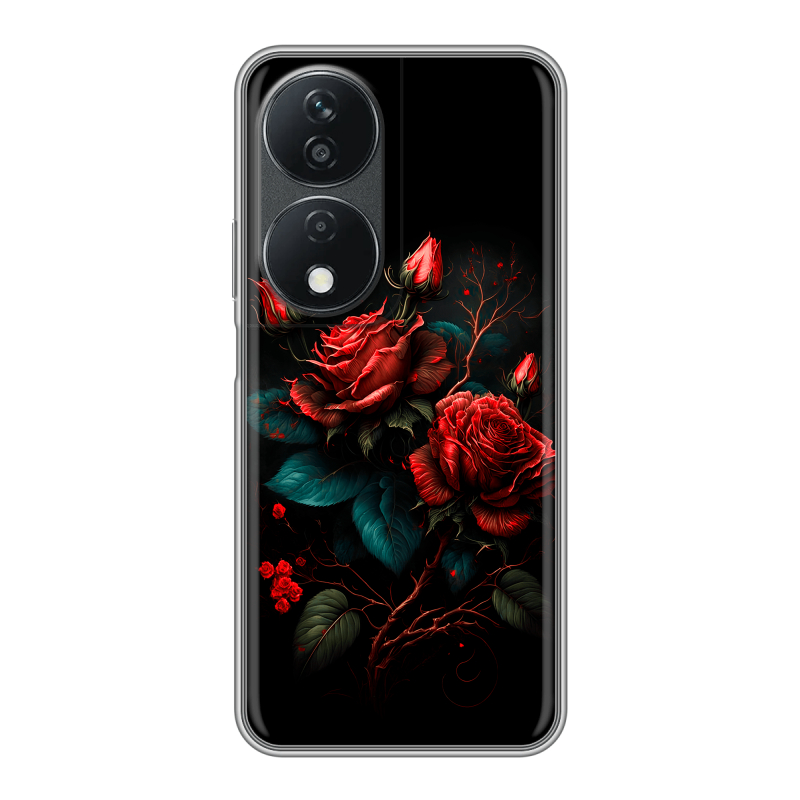 Силиконовый чехол на Honor X7b с принтом Розы красные Силиконовый чехол на Honor X7b с принтом Розы красные