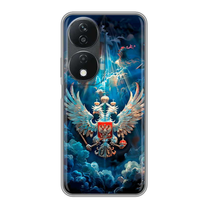 Силиконовый чехол на Honor X7b с принтом Герб флаг России Силиконовый чехол на Honor X7b с принтом Герб флаг России