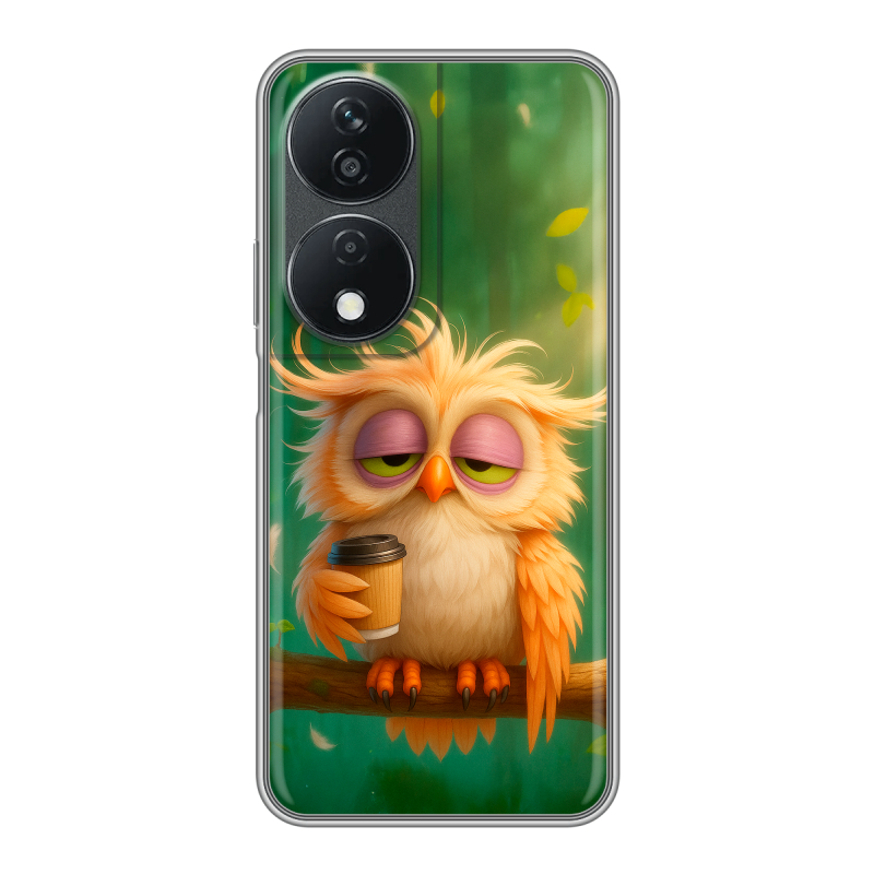 Силиконовый чехол на Honor X7b с принтом сова Силиконовый чехол на Honor X7b с принтом сова