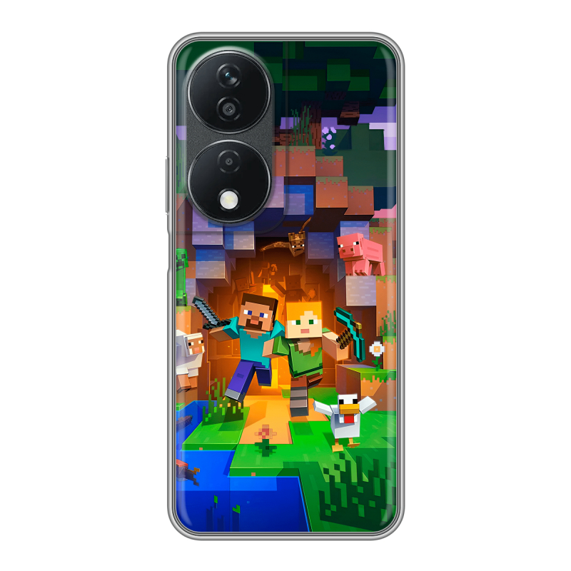 Силиконовый чехол на Honor X7b с принтом Майнкрафт Minecraft Силиконовый чехол на Honor X7b с принтом Майнкрафт Minecraft