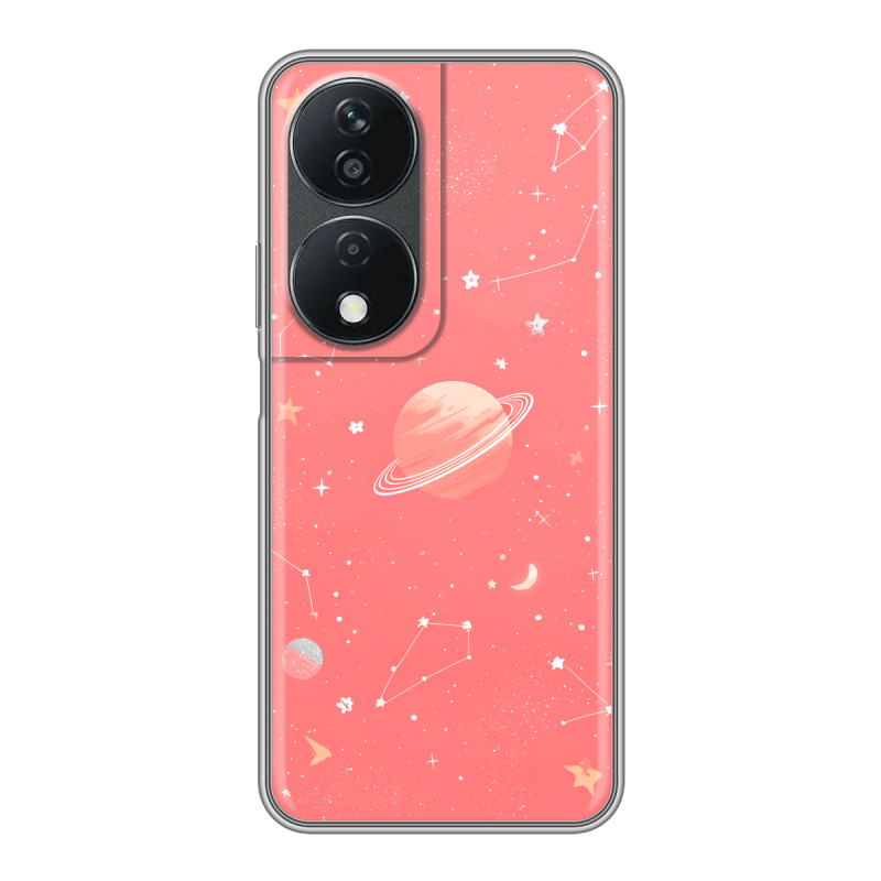Силиконовый чехол на Honor X7b с принтом Розовый космос Силиконовый чехол на Honor X7b с принтом Розовый космос