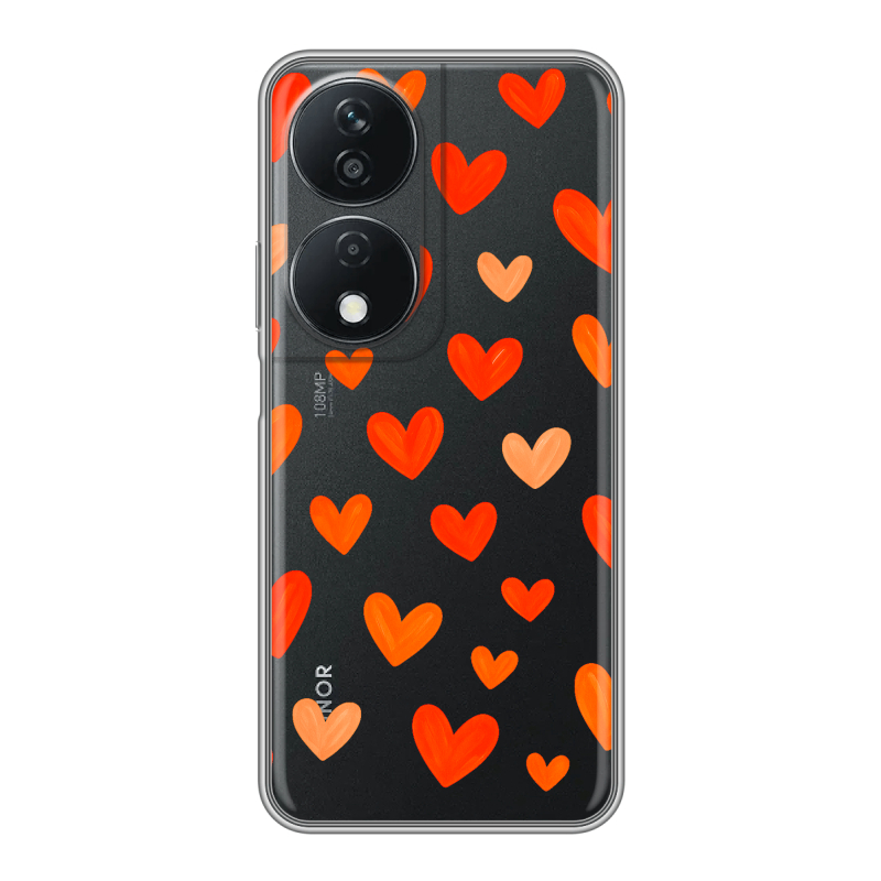 Силиконовый чехол на Honor X7b с принтом Сердечки Силиконовый чехол на Honor X7b с принтом Сердечки