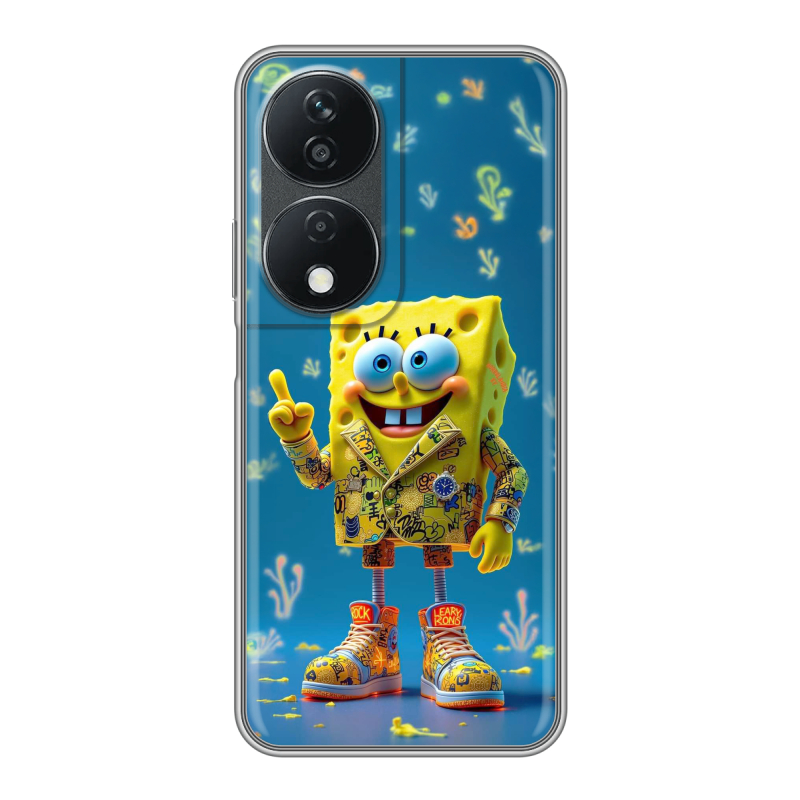 Силиконовый чехол на Honor X7b с принтом Спанч боб Спанчбоб Силиконовый чехол на Honor X7b с принтом Спанч боб Спанчбоб