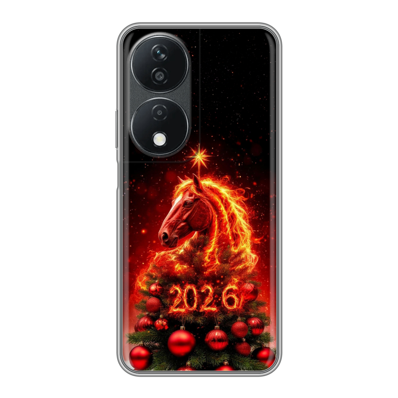 Силиконовый чехол на Honor X7b с принтом Новый год Силиконовый чехол на Honor X7b с принтом Новый год