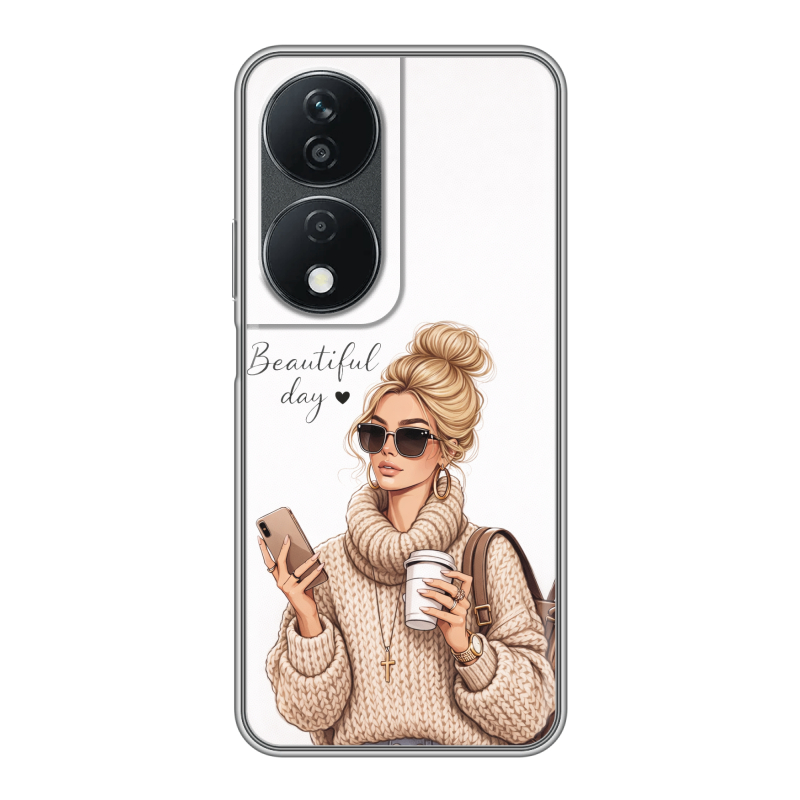 Силиконовый чехол на Honor X7b с принтом женский Силиконовый чехол на Honor X7b с принтом женский