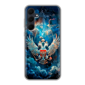 Силиконовый чехол на Samsung Galaxy A35 с принтом Герб флаг России
