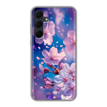 Силиконовый чехол на Samsung Galaxy A35 с принтом цветы бабочки