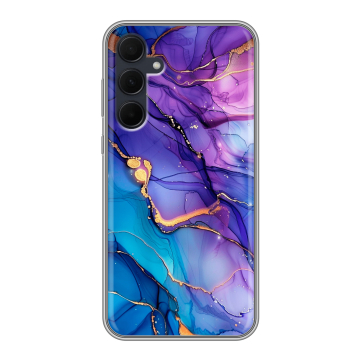 Силиконовый чехол на Samsung Galaxy A35 с принтом синий мрамор