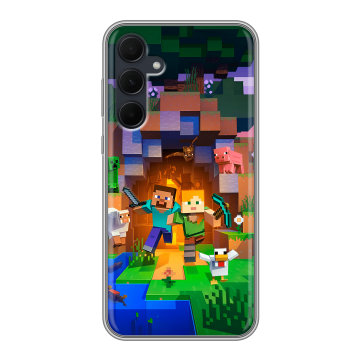 Силиконовый чехол на Samsung Galaxy A35 с принтом Майнкрафт Minecraft