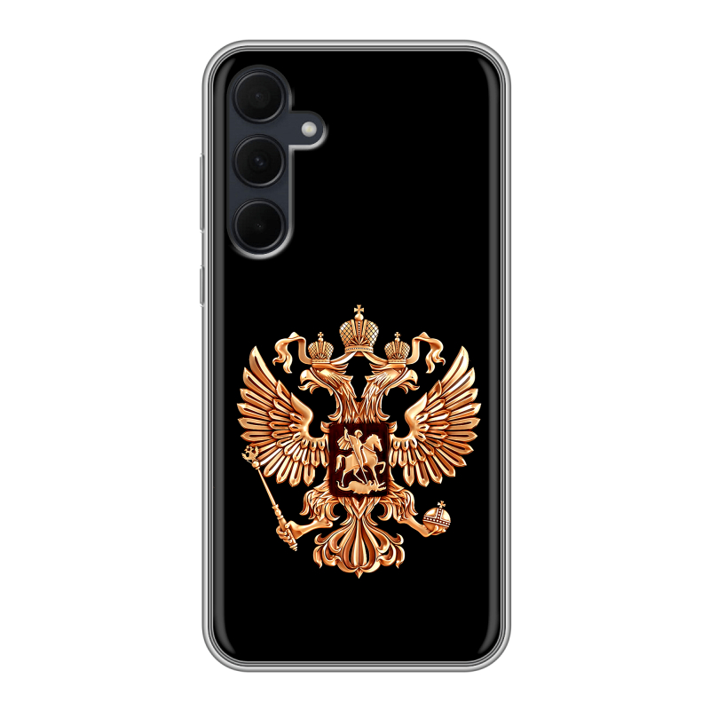 Силиконовый чехол на Samsung Galaxy A35 с принтом Герб России золотой Силиконовый чехол на Samsung Galaxy A35 с принтом Герб России золотой