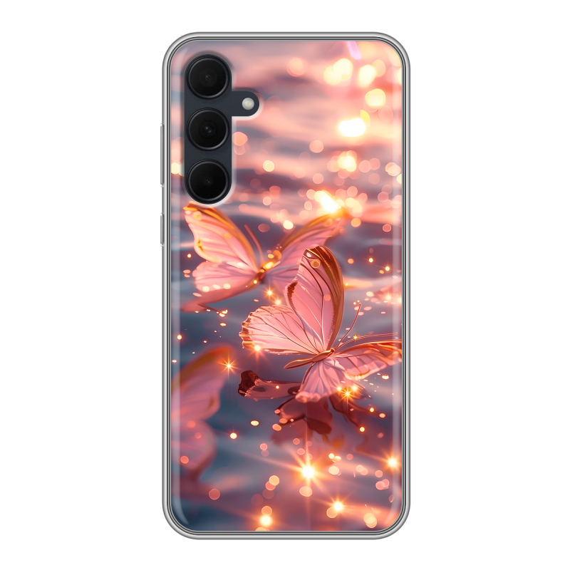Силиконовый чехол на Samsung Galaxy A35 с принтом бабочки розовые Силиконовый чехол на Samsung Galaxy A35 с принтом бабочки розовые