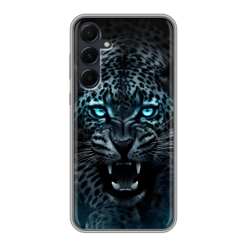 Силиконовый чехол на Samsung Galaxy A55 с принтом Темный леопард Силиконовый чехол на Samsung Galaxy A55 с принтом Темный леопард