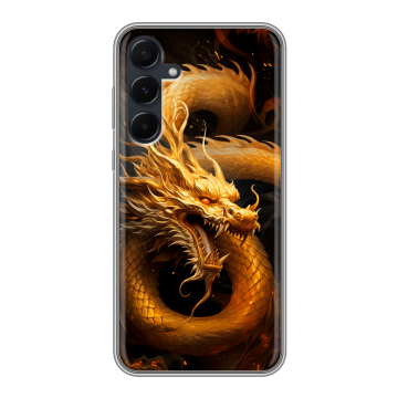 Силиконовый чехол на Samsung Galaxy A55 с принтом Золотой дракон