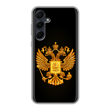 Силиконовый чехол на Samsung Galaxy A55 с принтом Герб России желтый